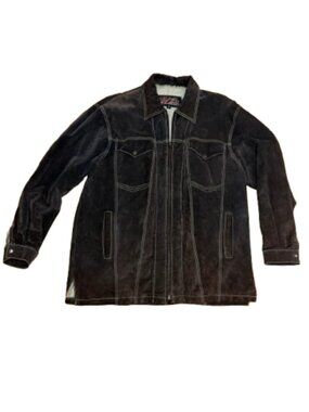 26 Red vintage brown suede motorcycle jacket with contrast stitching Size XL